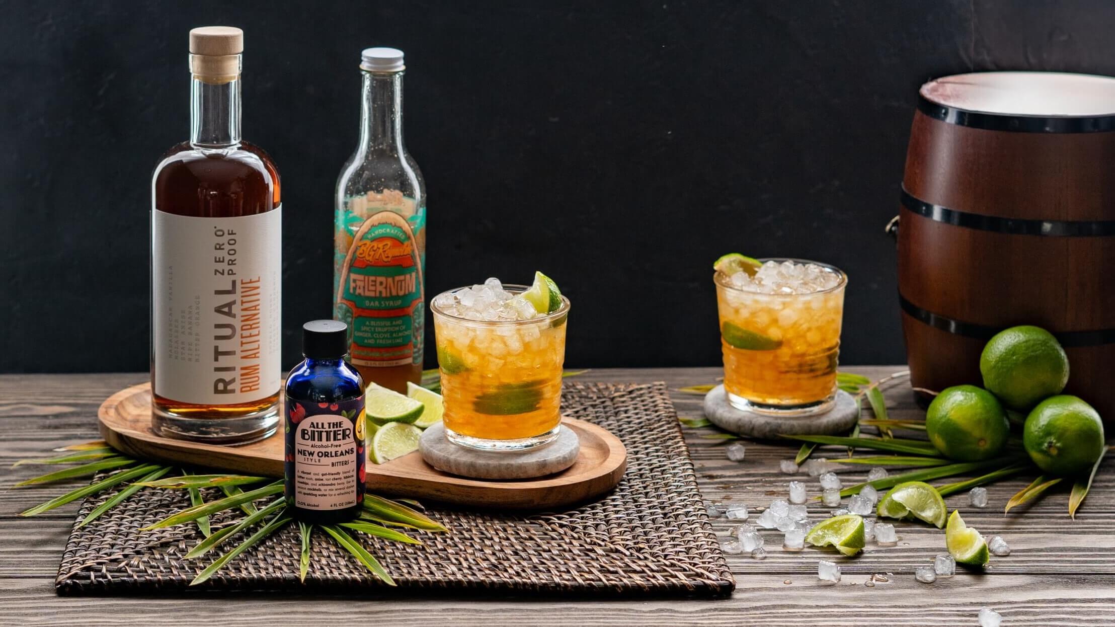 non alcoholic rum mocktail corn n oil ritual zero proof falernum