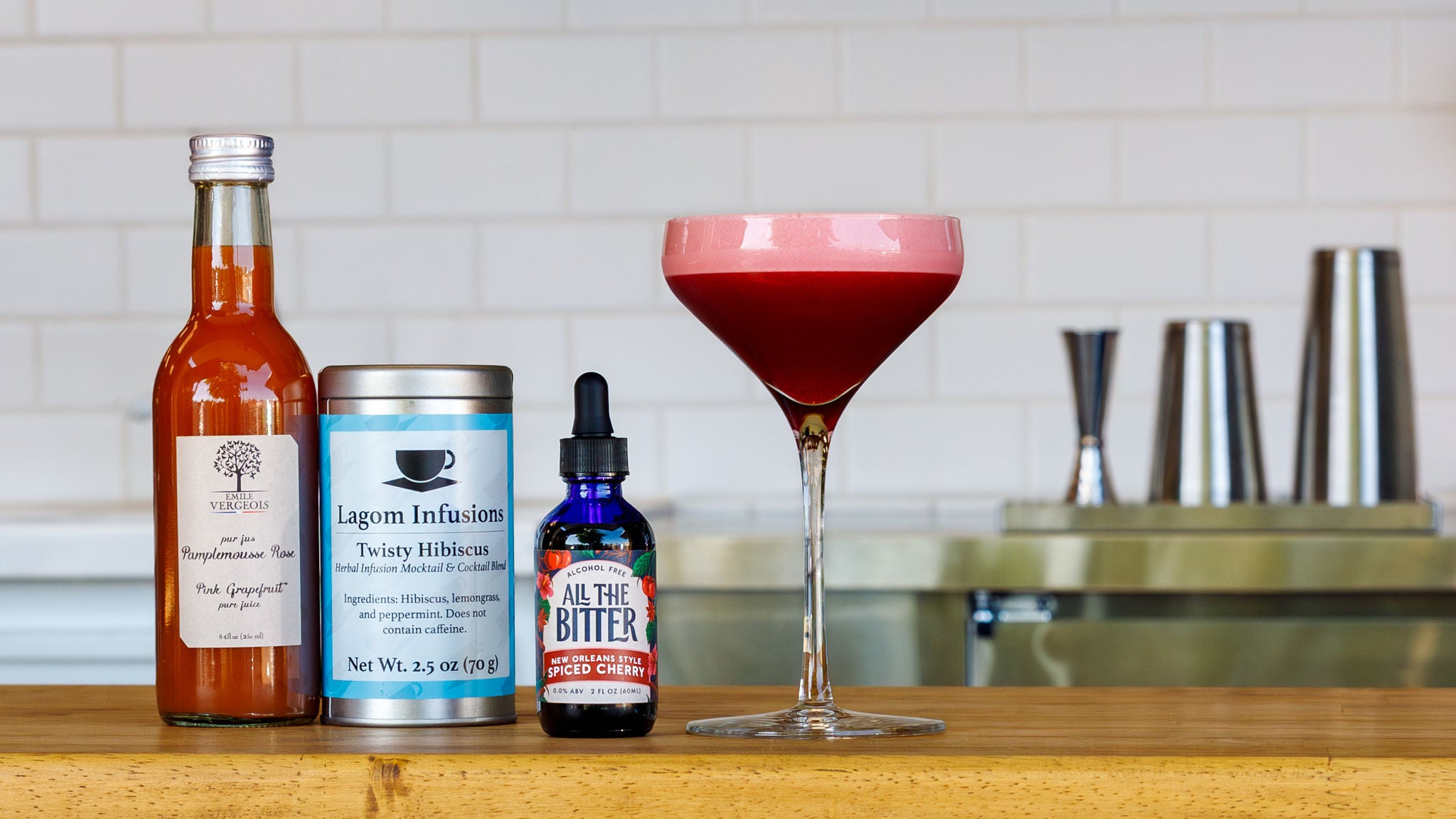 non-alcoholic cocktail hibiscus sour mocktail