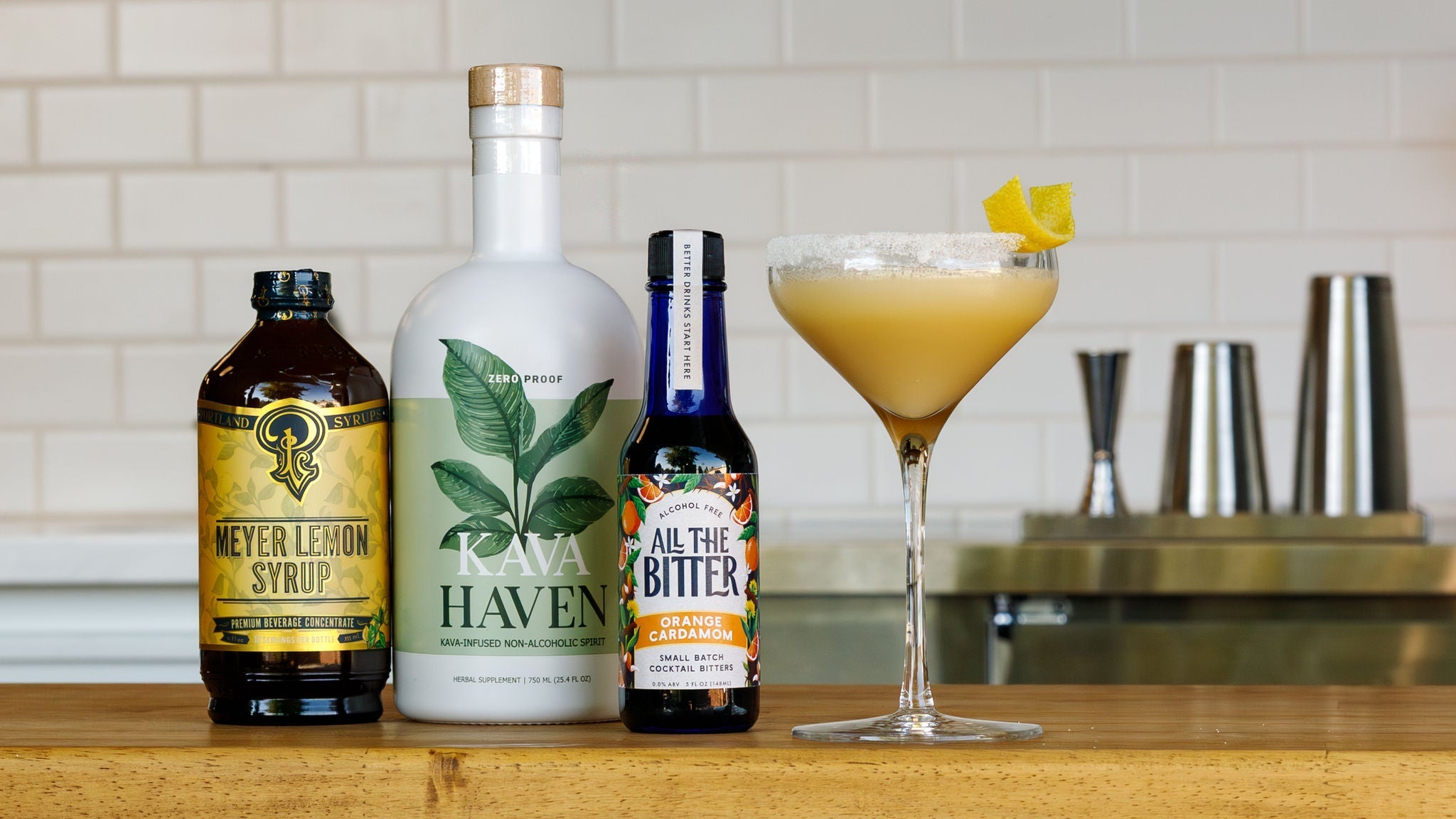 non alcoholic lemon drop mocktail with kava